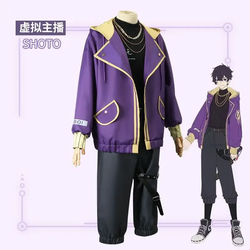 Shoto Shxtou Cosplay Anime VTuber Cosplay Costume Men Fancy Party Suit Wig Shoes Purple Jacket Halloween Carnival Uniform