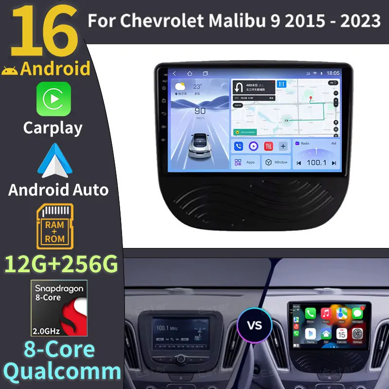 Android 16 para Chevrolet Malibu XL 2016 2017 2018, Carplay Auto, Pantalla 2K, Radio para Auto, Reproductor Multimedia, Autoradio Estéreo, Snapdragon