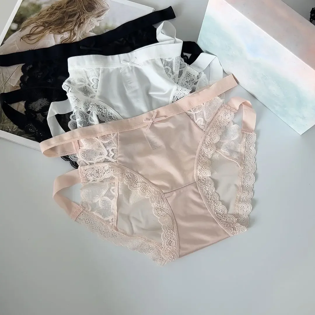 

SP & CITY романтическое кружевное сетчатое сексуальное женское нижнее белье с бантом, милые трусики с вышивкой для девочек, хлопковые дышащие трусы с промежностью