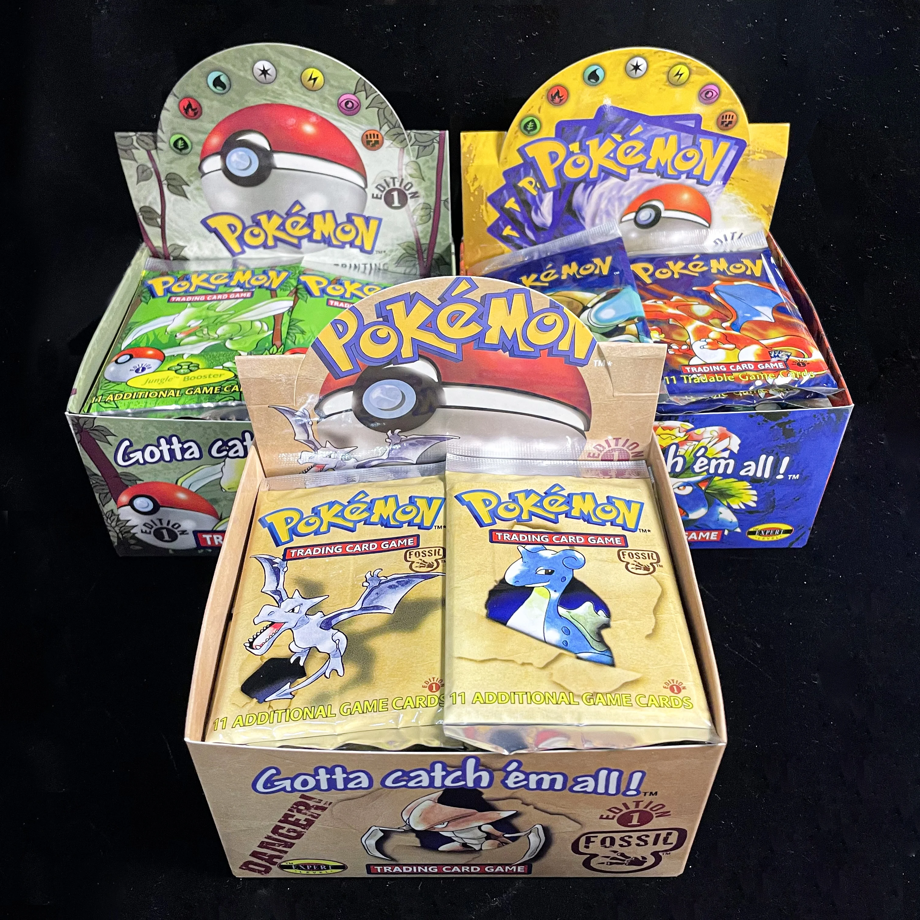 PROXY 3 PKM Booster Box New Sealed Film Coated Wizards Base Set/Foosil/Jungle BOOSTER 1st Edition PTCG Game Cards English