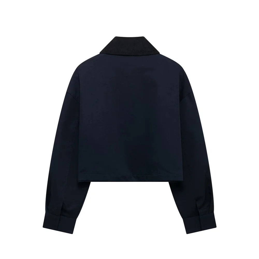 UNIZERA 2024 Autumn New Product Fashion Casual Women\'s Wear Simple and Versatile Corduroy Collar Short Jacket Coat