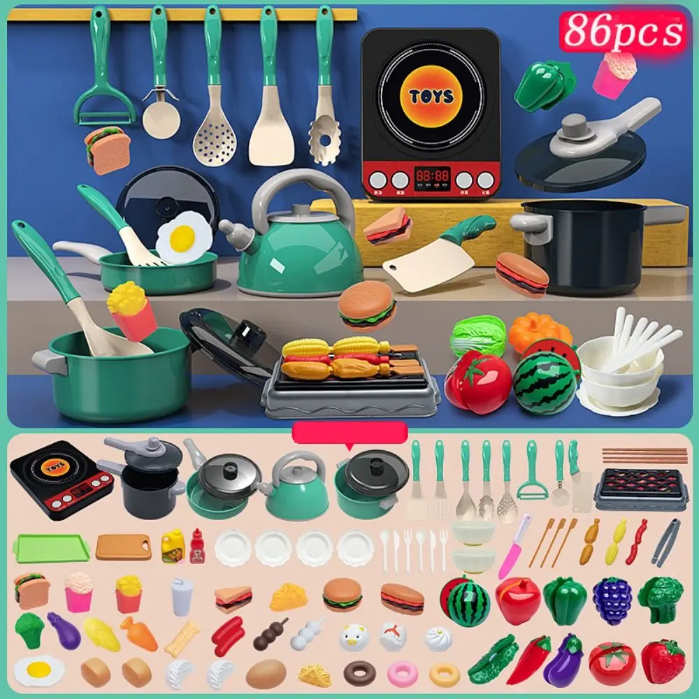 Pretend Play Cozinha Acessórios Conjunto, Finja Comida, Simulação Plástica, Cozinhar Brinquedos, Mini Iluminação