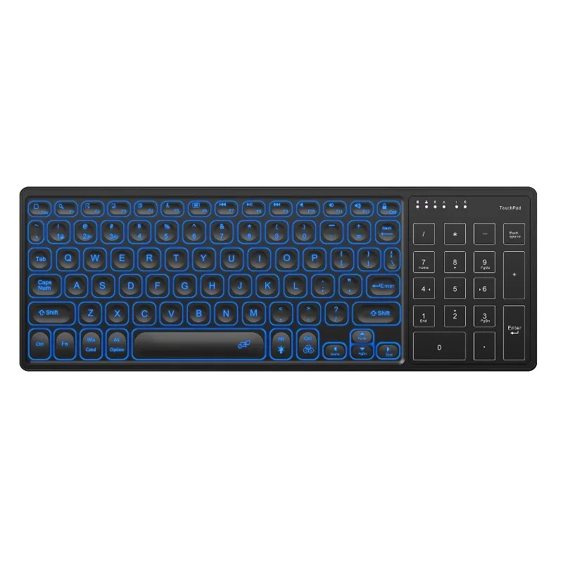 

Backlit 7-color BT keyboard with touchpad 2.4G wireless multimedia charging keyboard for laptop
