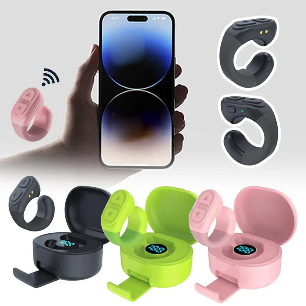 Mobile Phone Bluetooth Remote Control With Charging Box One-touch Screen Off Volume Adjustment Video Selfie E-book Page Turning