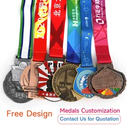 Gold Silver Bronze Metal Sports Trophy Medal Blank Zinc Alloy 3d Marathon Run Medal Custom Logo Medals And Trophies Souvenirs