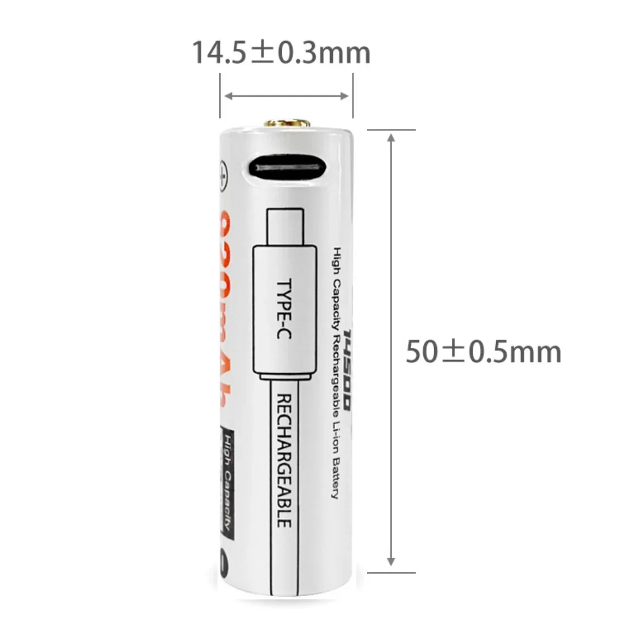 Lumintop 14500 Lithium Battery with TYPE-C Port Direct Charging 3.6V/3.4wh 920mAh USB Rechargeable for LED Flashlight Toy