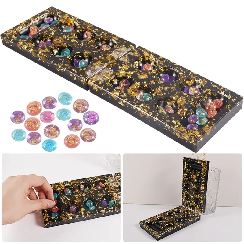 Stampo epossidico Mancala Stones con vite stampo in Silicone per giochi da tavolo per feste in famiglia