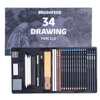 34pcs Artistic Drawing Set Colored charcoal pen Graphite Pencil sharpener Sketching penProfessional Art Supplies for Adults