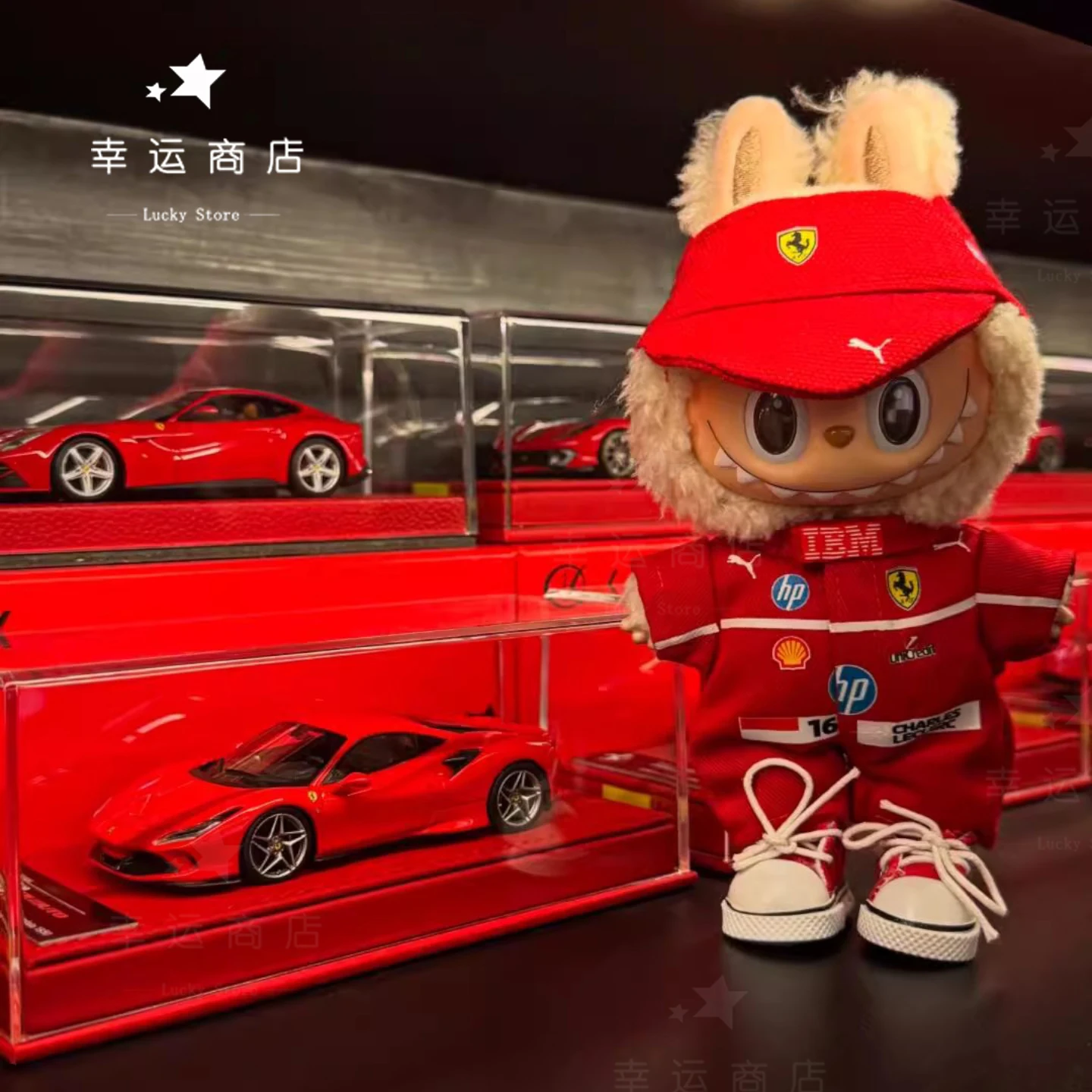 

Только одежда для Labubu 17 см V1 V2 V3 Red F1, комплект гоночного костюма, подвески, аксессуары, аксессуары, аксессуары без кукол