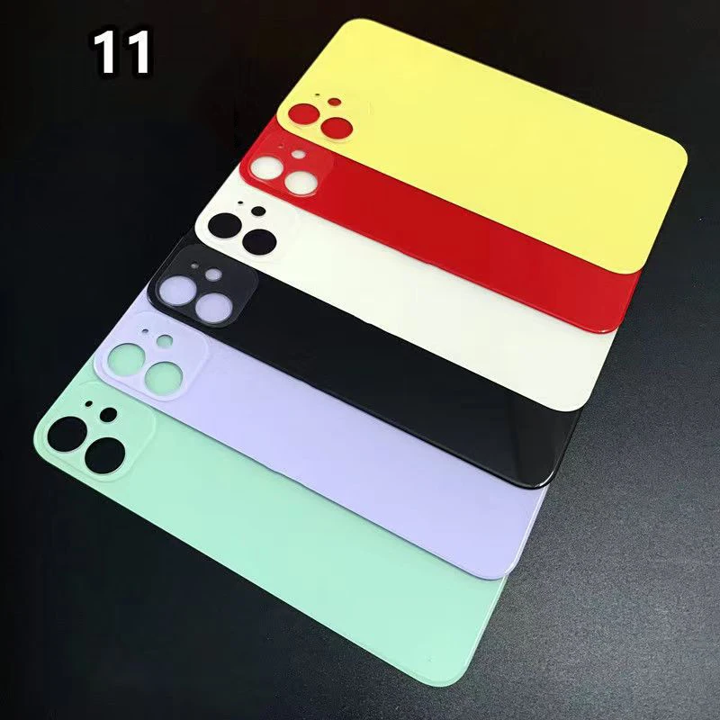 10Pcs iPhone 8X11 12 13 Pro Max 뒷면 커버 케이스 대형 카메라 구멍 교체 후면 배터리 유리 커버 13 미니 뒷면 유리