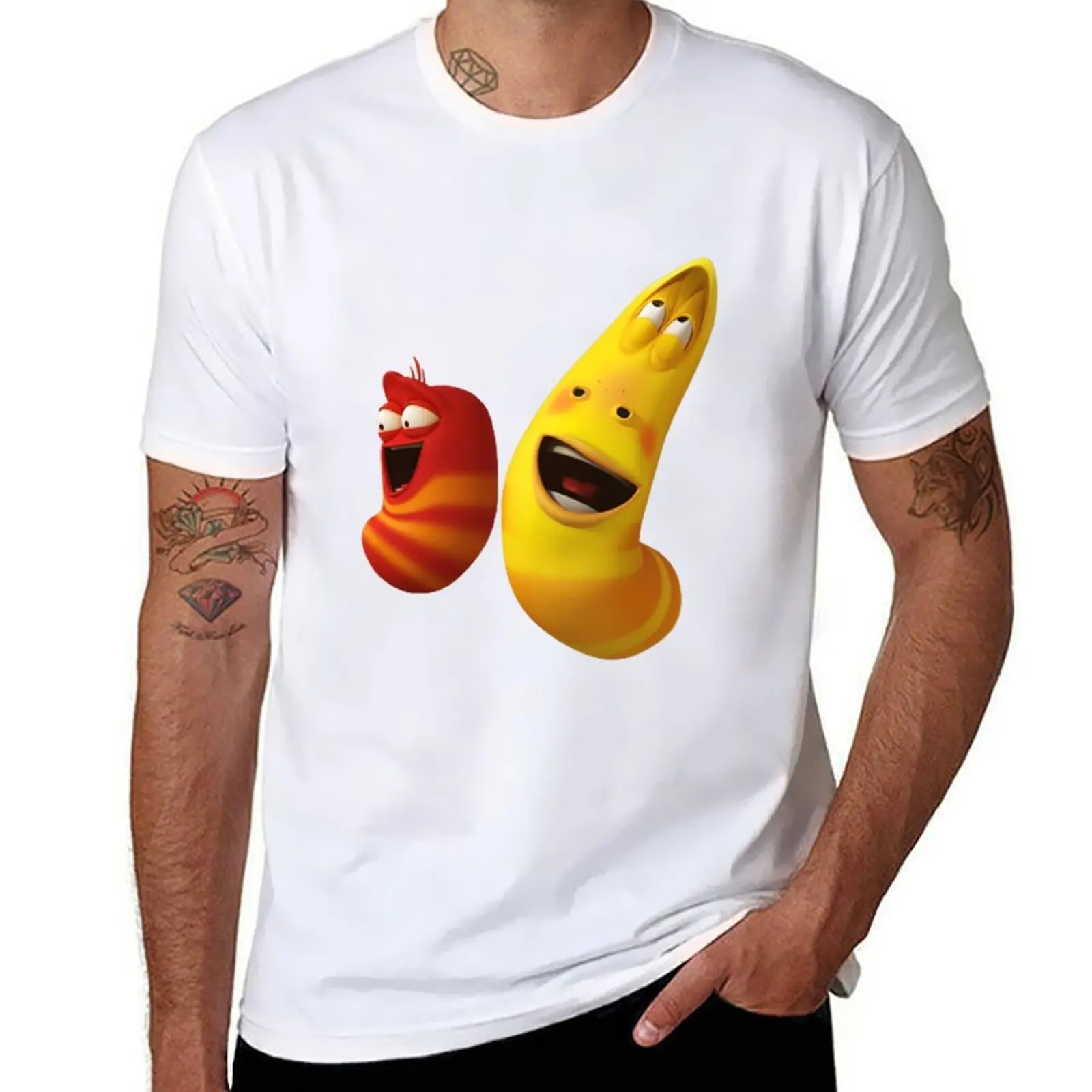 

Футболка Larva, рубашка подходит для мужчин, забавные футболки с изображением комиксов, незаменимые для тонких рубашек