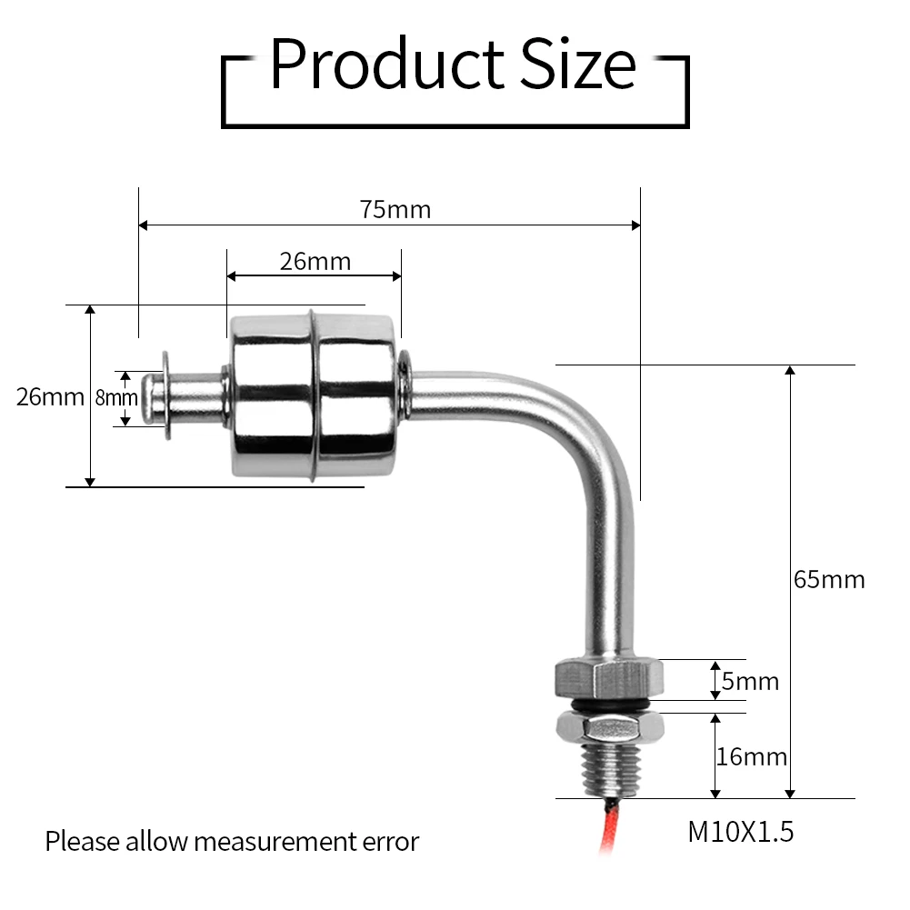 Liquid Sensor Switch Stainless Steel Water Level Sensor High Temperature Resistant Float Switch Floating Switch for Fish Tank