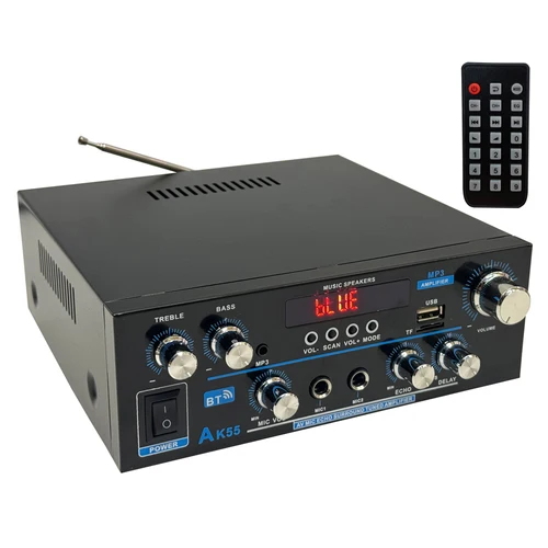 Imagen 2 del producto AMPLIFICADOR AK55 amplificadores de música compatibles con Bluetooth para el hogar, coche, Karaoke, amplificador estéreo HiFi de 2 canales, FM, USB, Audio con Control remoto