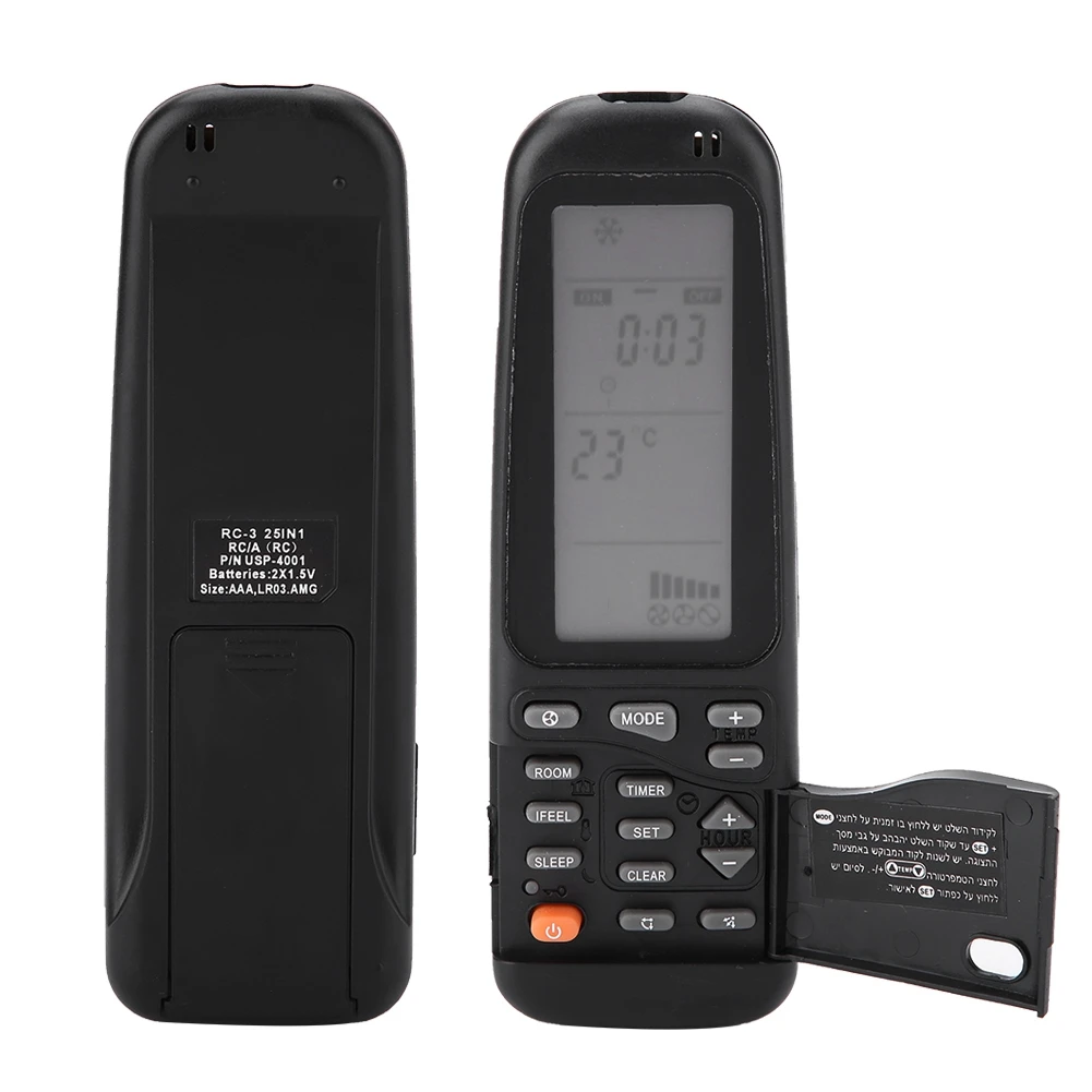 Replacement 25 in 1 Air Conditioner Remote Control for Electra/ Airwell/ Emailair/ Elco RC-3
