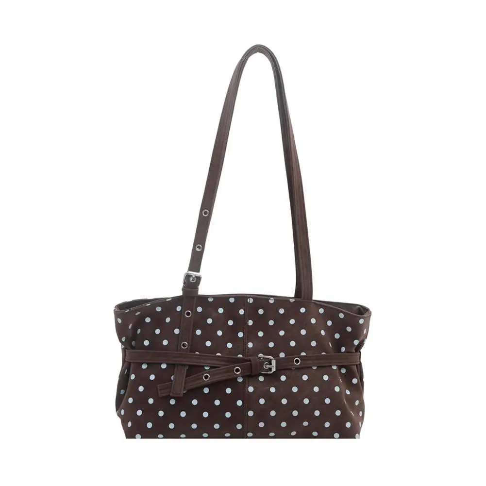 Damen-Tragetasche mit Polka-Dots, große Kapazität, Schulterhandtasche, Vintage, lässig, für Pendler und Einkäufe – Detail 4