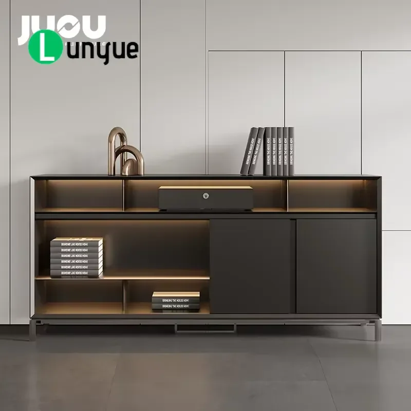 Modern Luxury Office Bookcase E0 Particle Board File Storage Cabinet with Ambient Light for Home Office