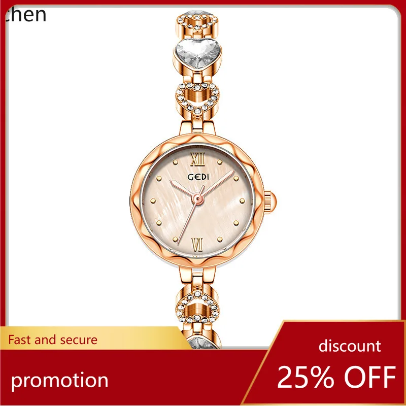 

Zml women's vintage bracelet watch - niche, high-end heart-shaped rhinestone quartz watch for ladies