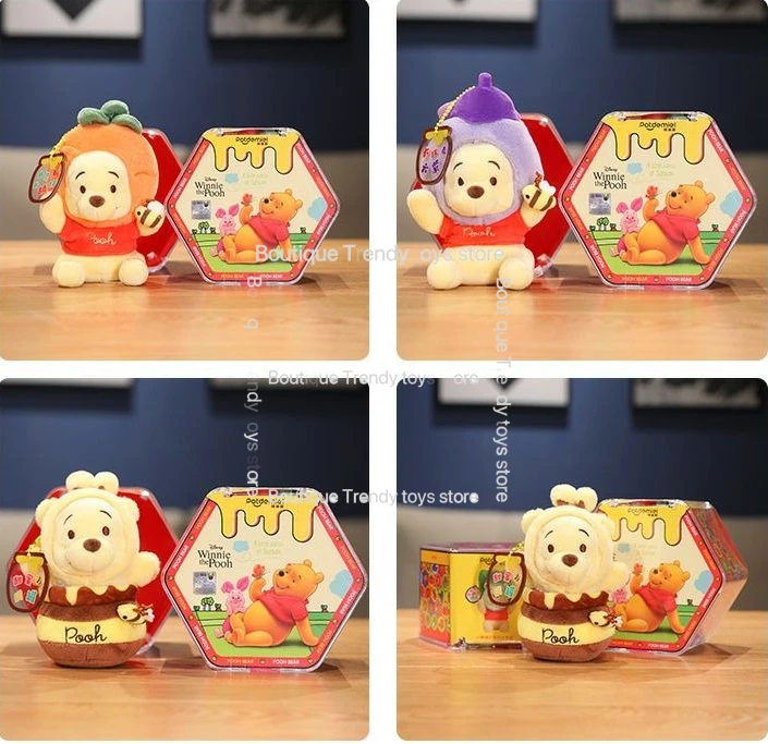 In Stock  Disney Licensed Blind Box - Stitch Dolls Winnie the Pooh Pendants Strawberry Bear Plush Figurines Gift for Girls