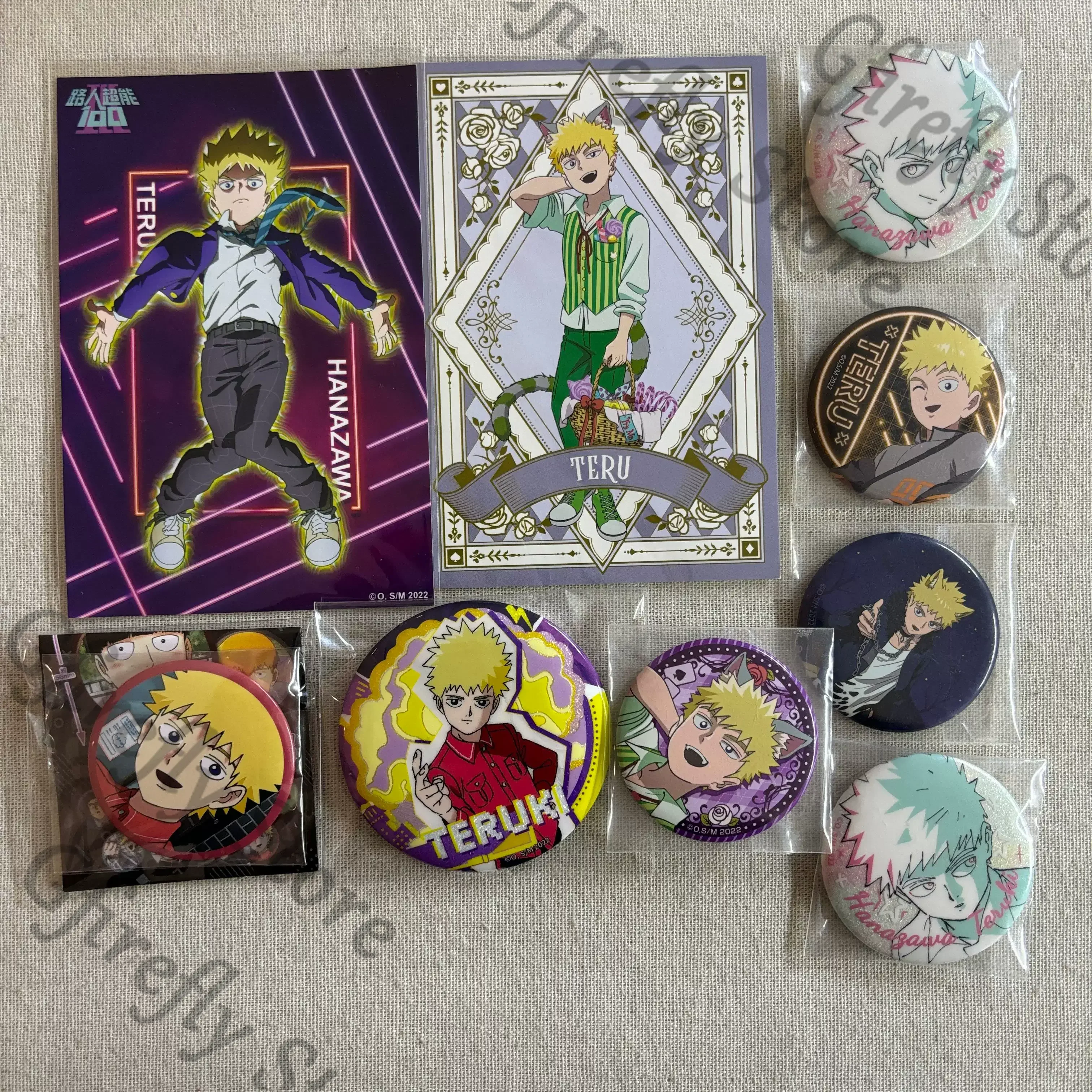 

Mob Psycho 100 Hanazawa Teruki Cosplay Badge Set Ornaments Acrylic Figure Props Standing Plate Official Series Pins Anime Emblem