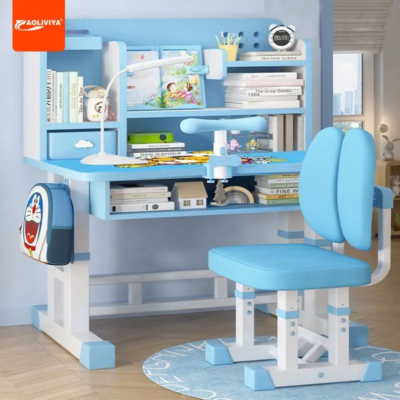 

AOLIVIYA Children's Study Table Household Primary and Secondary School Student Desk Bookshelf Writing Table Table Liftable