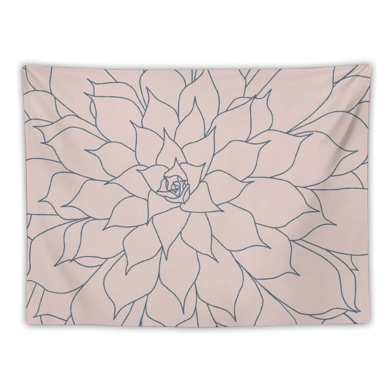 

Blush Pink and Navy Blue Succulent Tapestry On The Wall Outdoor Decoration Things To The Room Tapestry