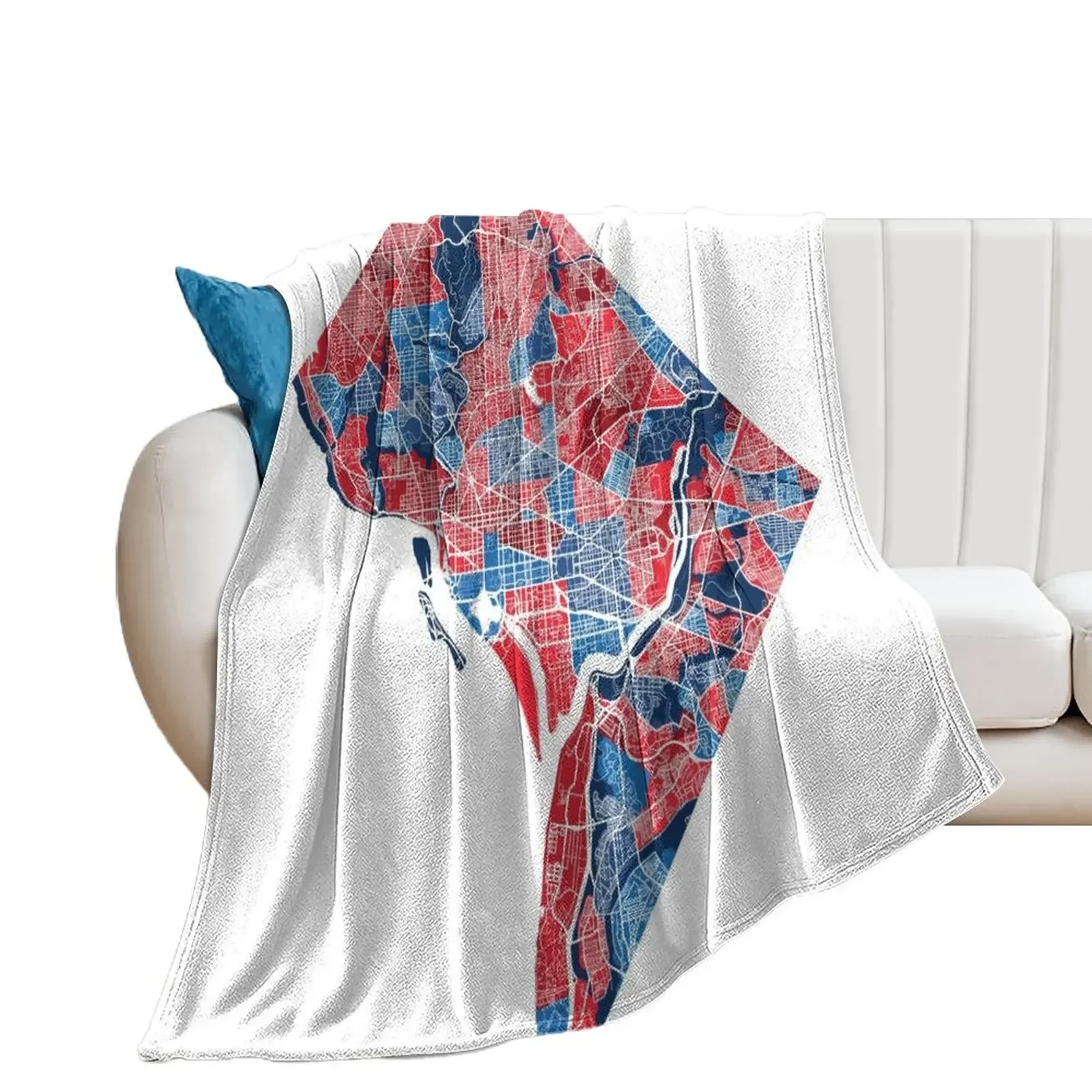 Washington DC Neighborhood Map Throw Blanket Hairys Bed linens Blankets