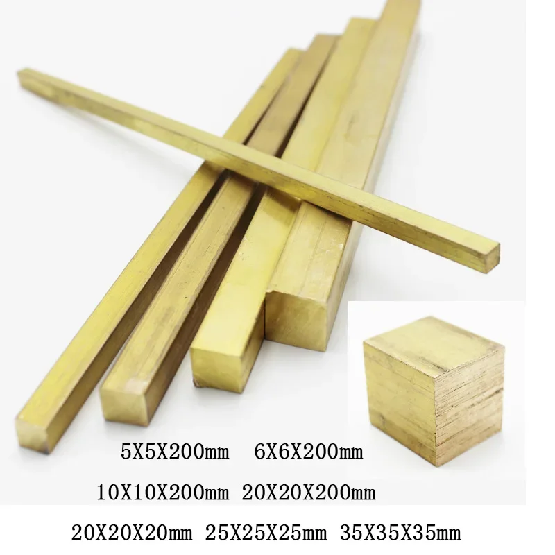 

1pcs H59 Brass Square Rod Stick Solid Bar 5/6/8/10/12/15/20x5/6/8/10/12/15/20x200mm customize service Cutting Tool Metal Cube