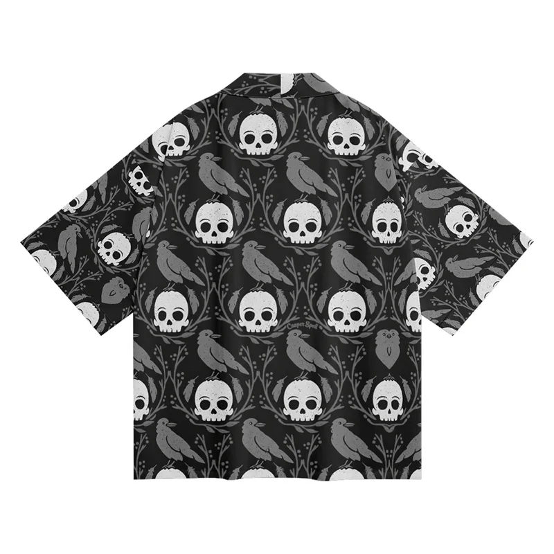 National Tide Design Sense Skull Floral Hundred Handsome Men's Kimono Robes Men's National Wind Feather Weave Jacket Loose Shirt