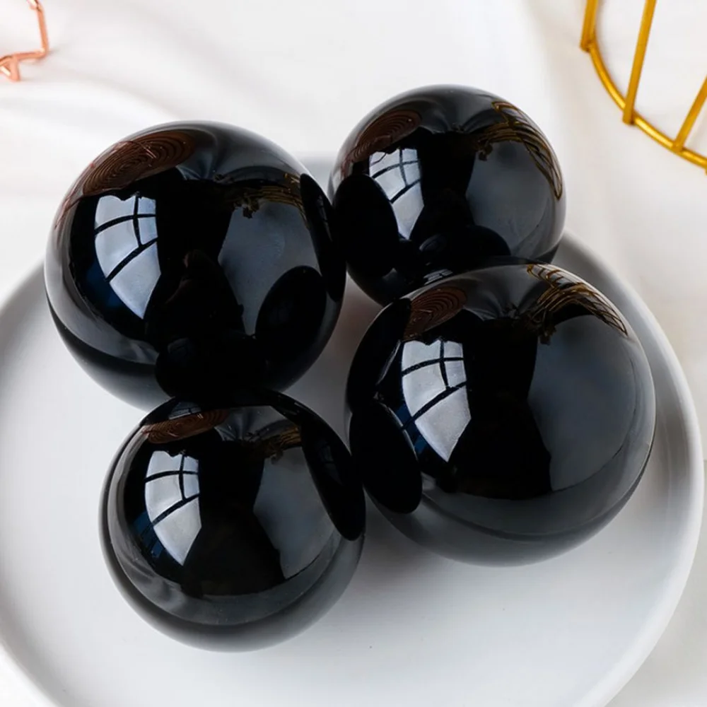 Esfera de obsidiana negra, bola mágica de cristal curativo, Reiki, piedra de roca, Feng Shui, brujería, esfera de piedras preciosas, decoración de habitación, regalo sin Base