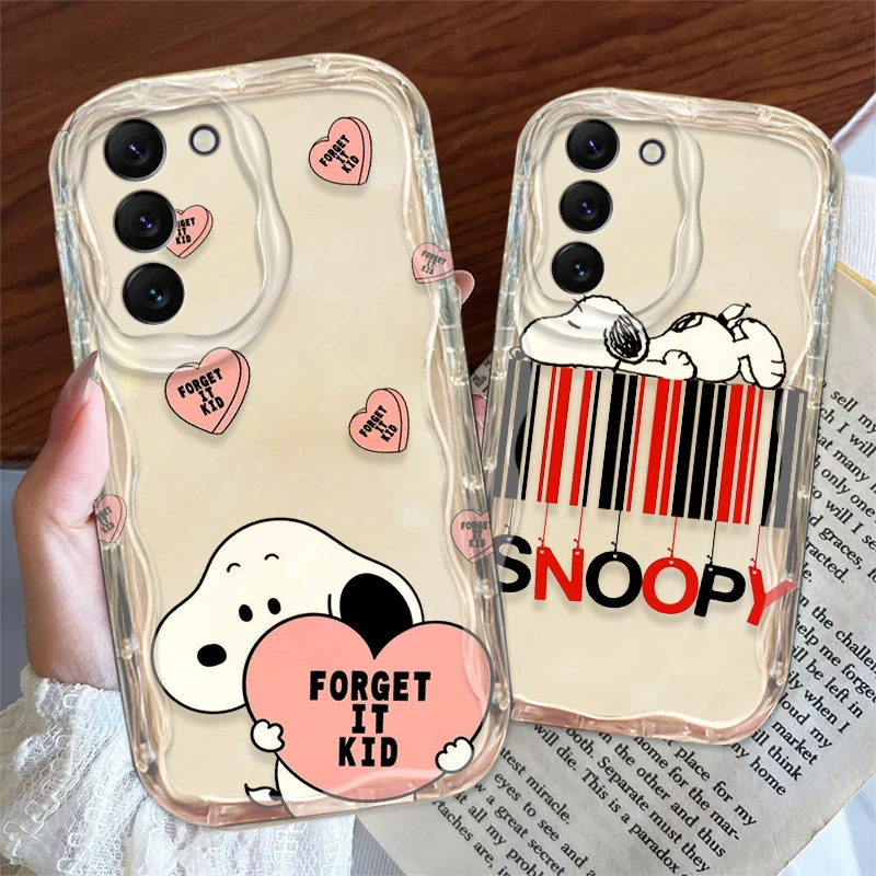 Trendy Iively Snoopy For Samsung S24 S23 S21 S20 Ultra Plus FE A73 A72 A71 A51 A05S A05 5G Wave Oil Funda Phone Case