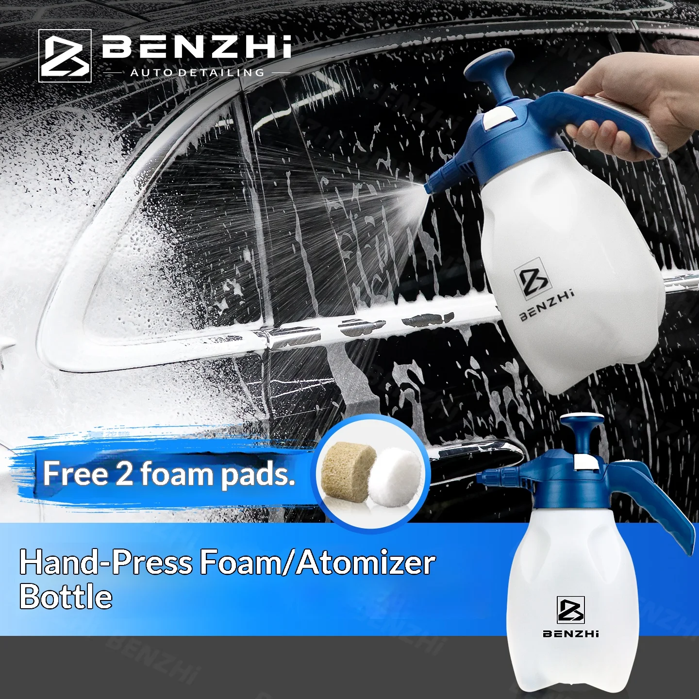 2L Manual Foam Spray Bottle for Car Wash - Handheld Pressure Sprayer for Home Use, Auto Detailing & Plant Watering