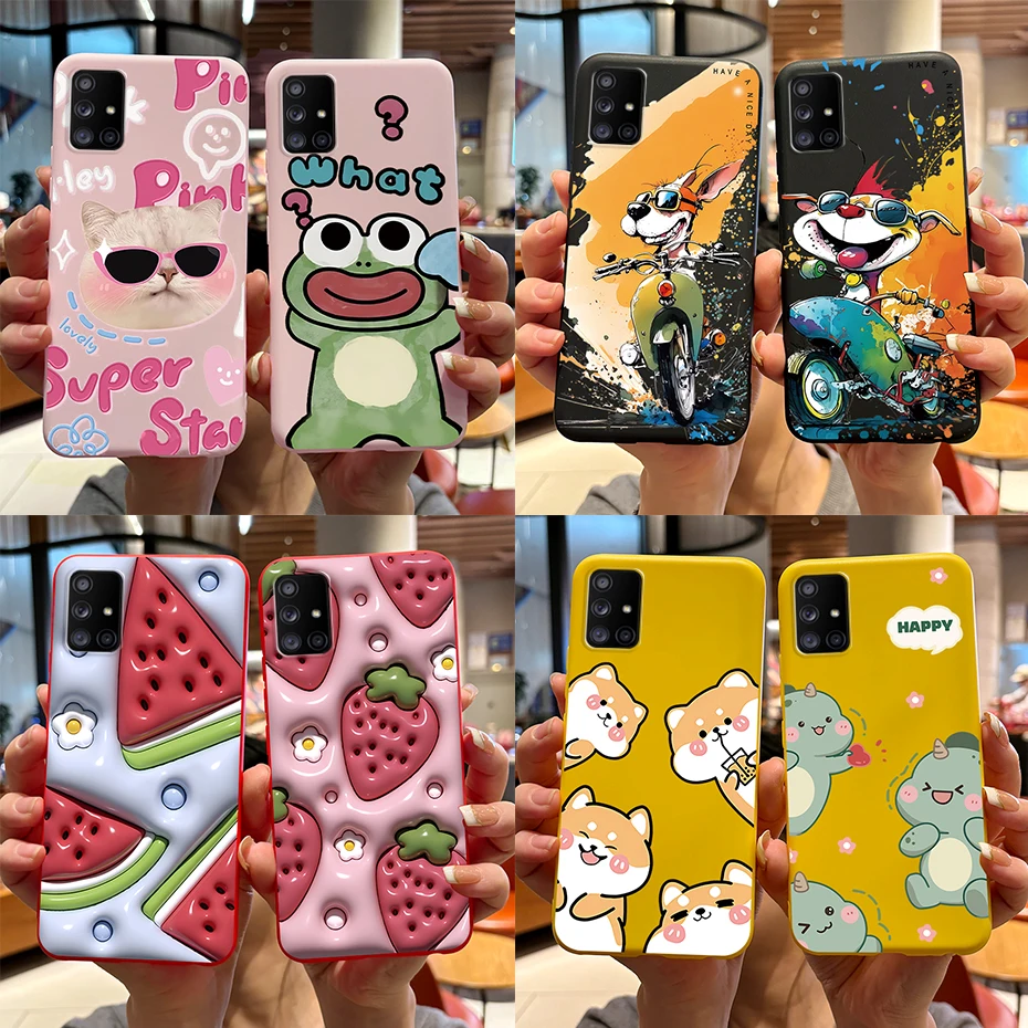 For Samsung Galaxy A51 A71 5G Case SM-A516F SM-A716F Soft Slim Cute Cartoon Frog Back Cover Fundas Bumper For Samsung A 51 Coque