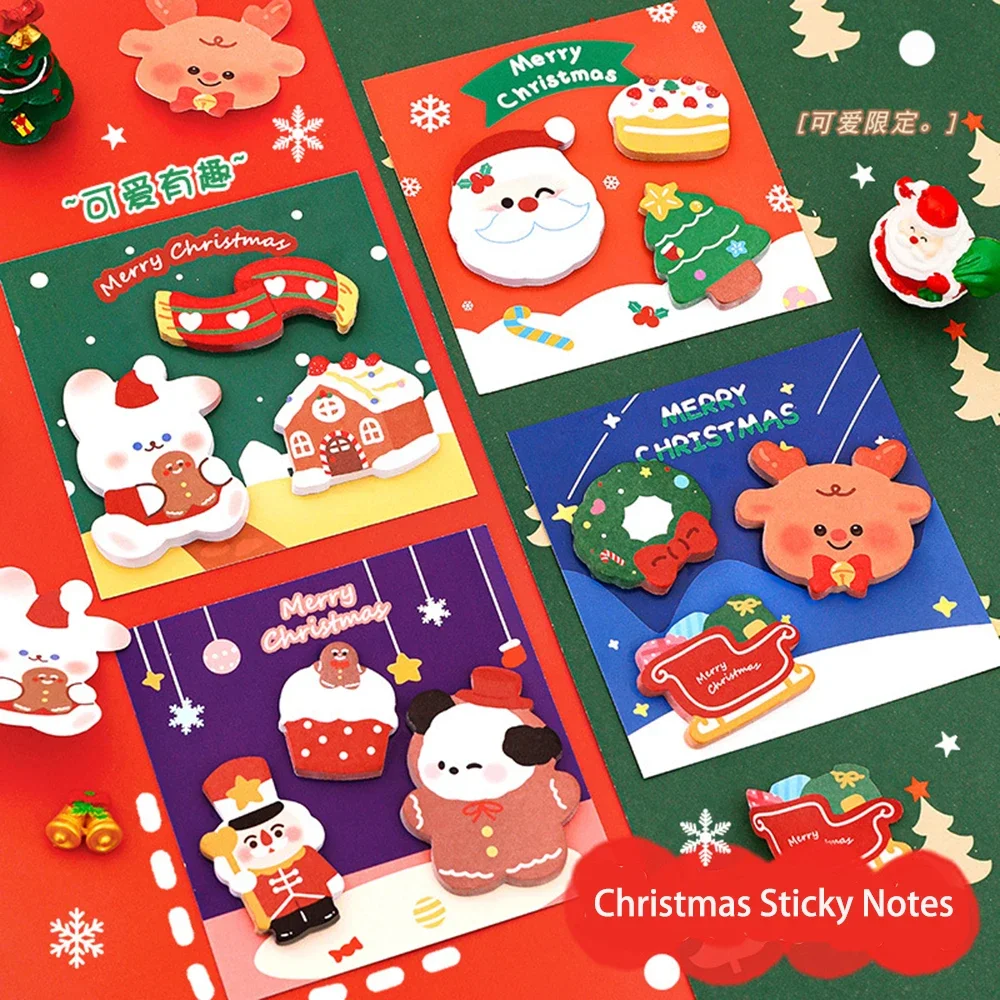 60 fogli Cartoon Merry Christmas Sticky Notes studente Memo libro degli ospiti manuale fai da te decorazione adesivi cancelleria