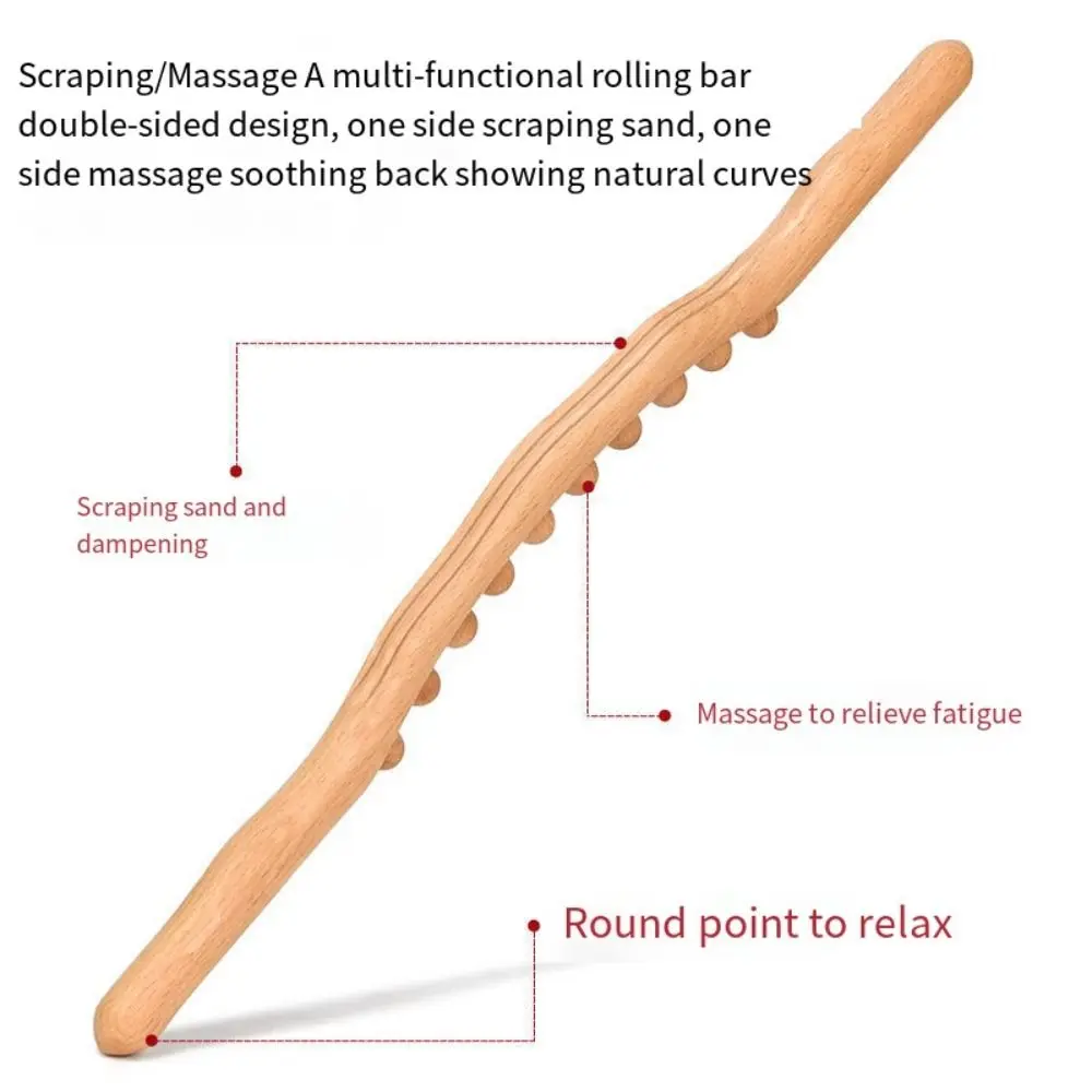 8/20/31 Beads Handheld Gua Sha Massage Stick Household Treatment Meridian Wand SPA Carbonized Wood Wooden Body Massager