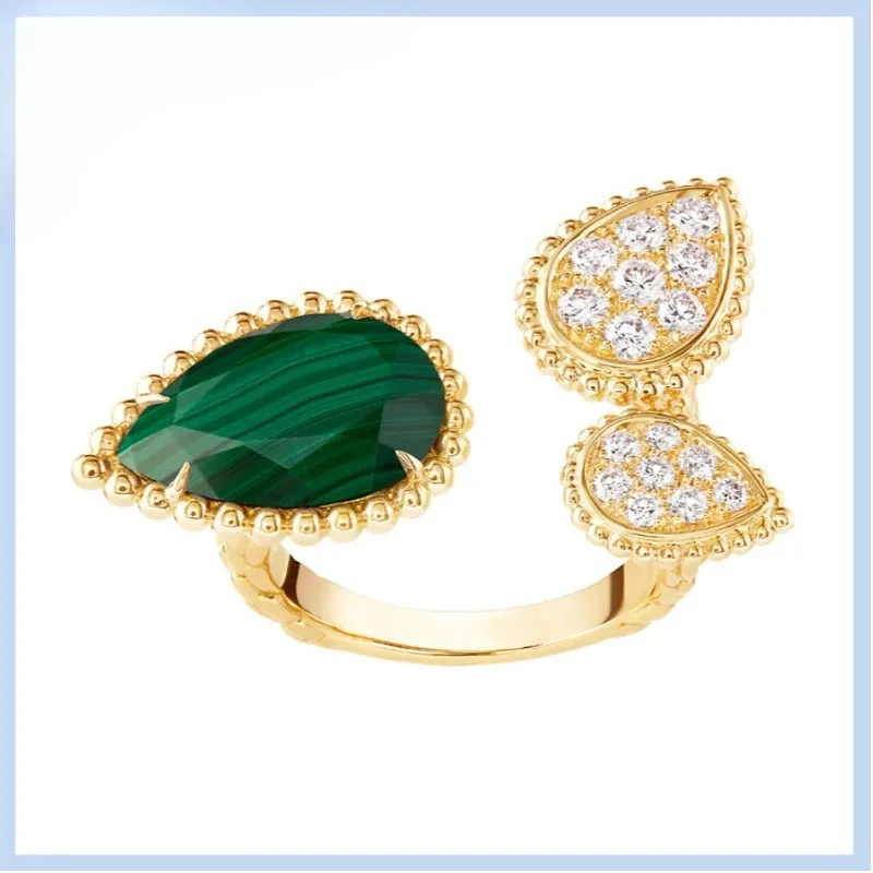 Premium Jewelry Noble Elegant 2025 New Water Drop Jade Open Ring Classic Fashion Party Versatile Workplace Birthday Gift