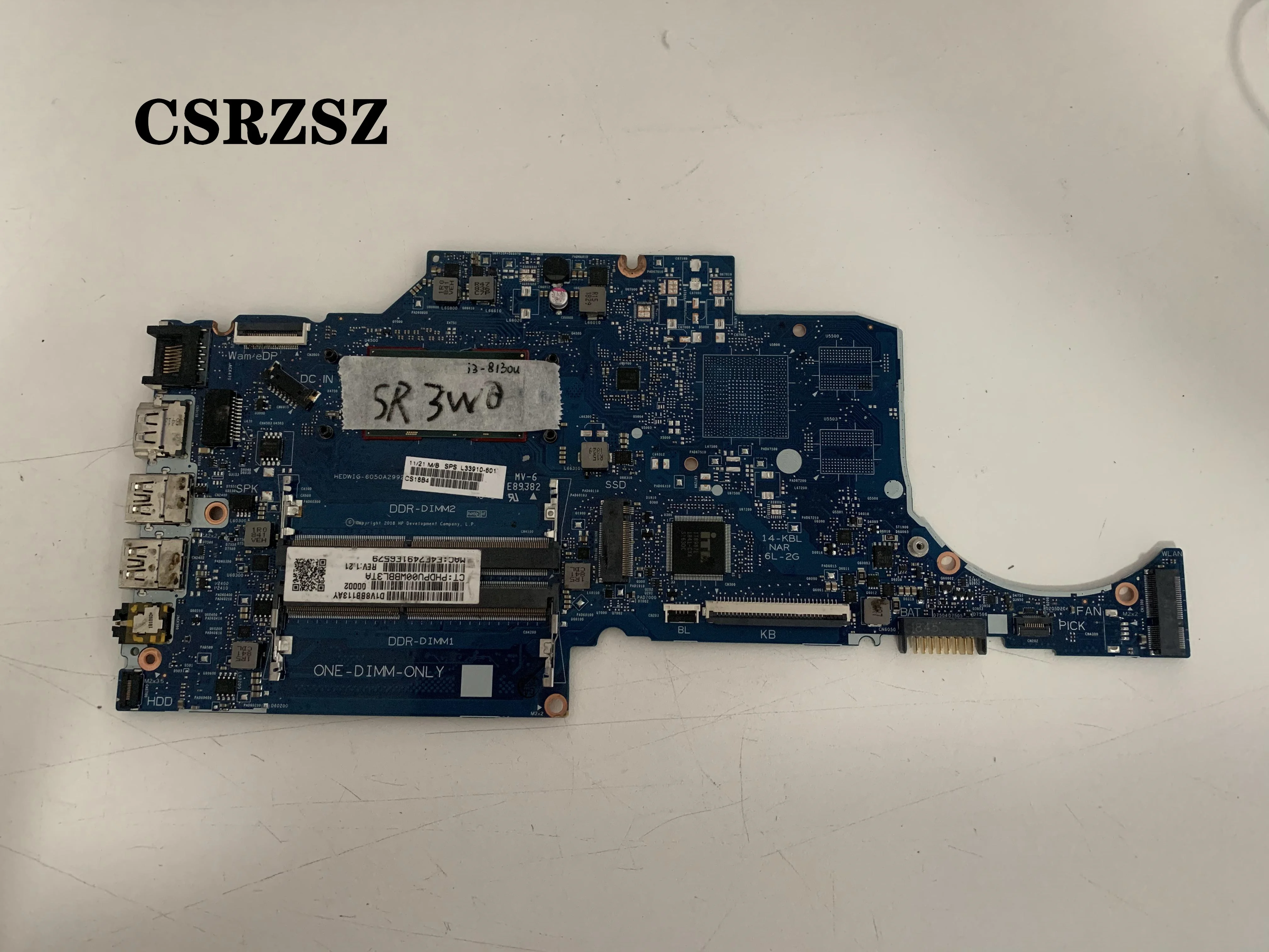 

CSRZSZ For HP 14-CF 14S-CF 14-CR 14-DF Laptop motherboard with i3-8130u CPU L33910-601 L33910-001 6050A2992901 Test work perfect