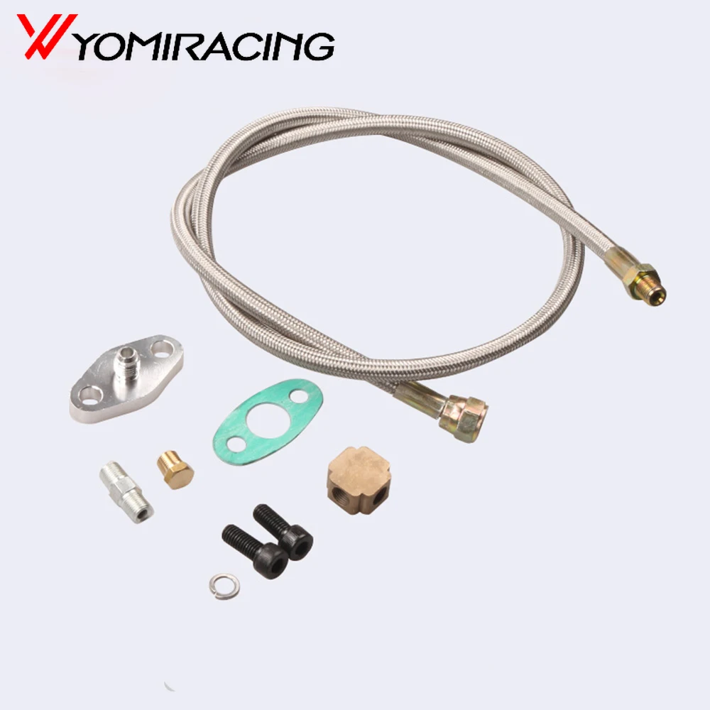 

Turbocharger Aluminum Turbo Oil Feed Line Inlet Hose Feed Line for T3 T4 T7 GT32 GT40 GT42 GT4294R GT4202R Oil Drain Kit