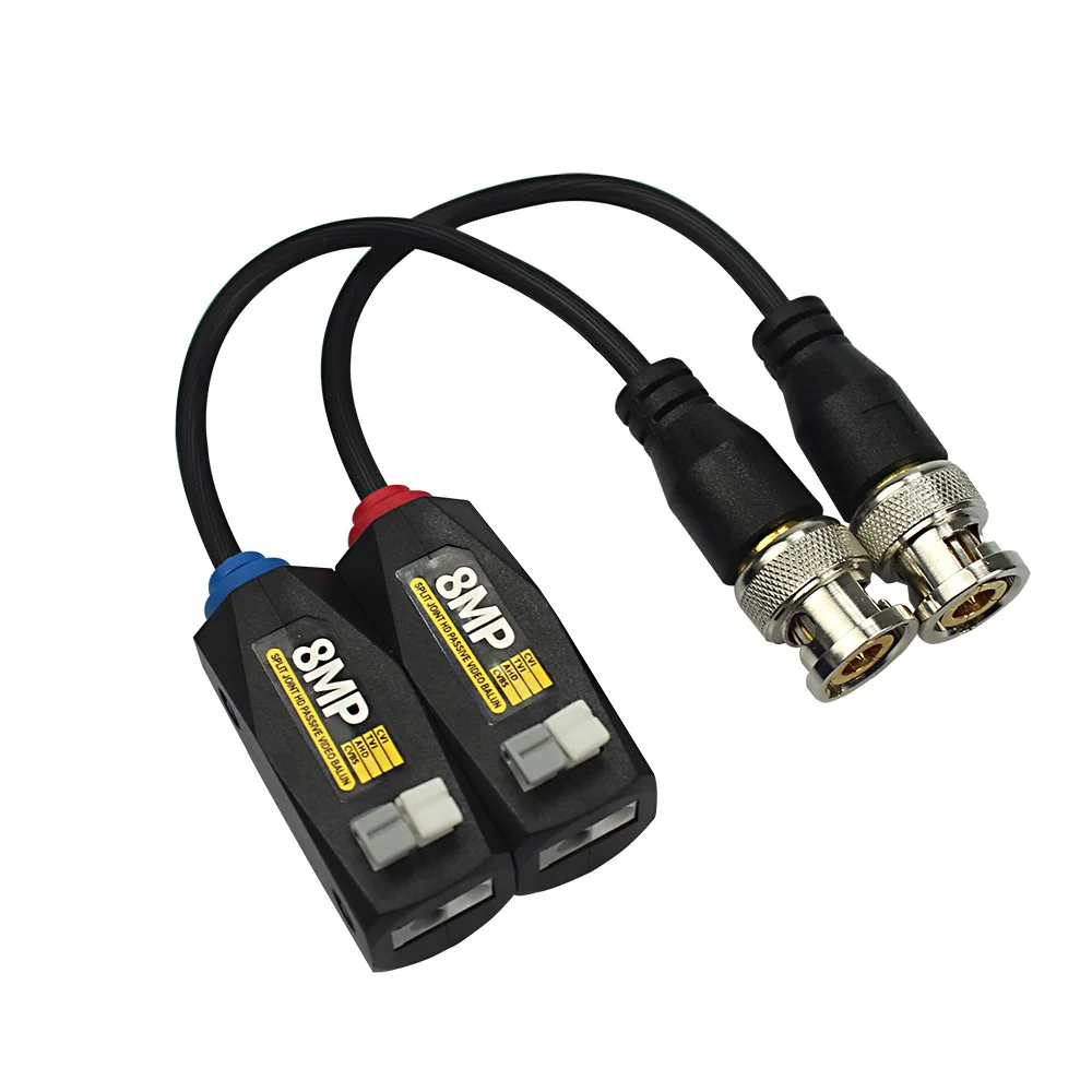 Conector Balun de vídeo BNC de 8MP, transmisor de par trenzado, Cable Cctv, compatible con cámara HD AHD/CVI/TVI, 1 par