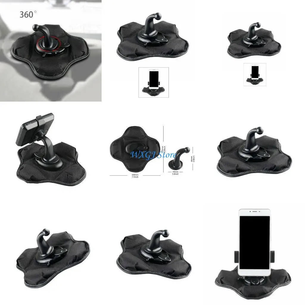 

37JE Quick Install Car Phone Holder Waterproof 360 Rotation Design Friction Mount