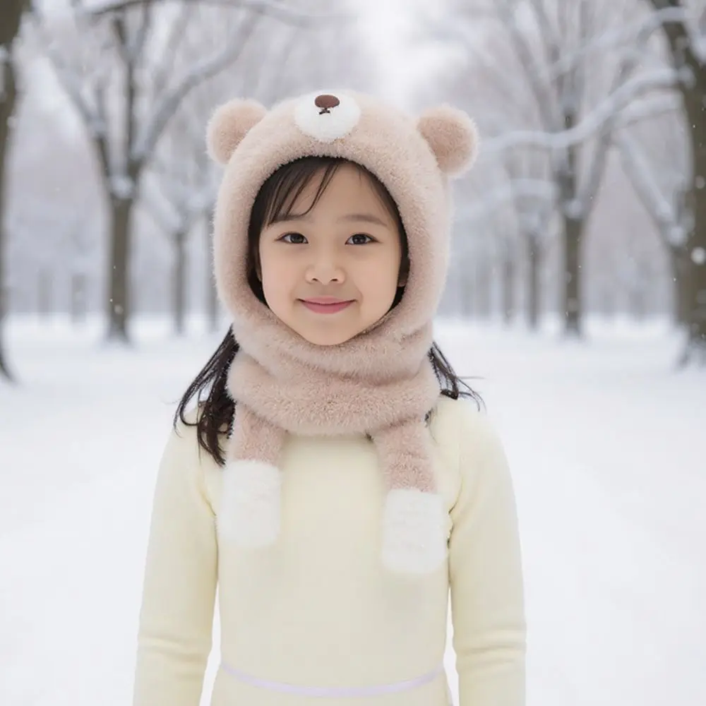

Fashion Elastic Children Pullover Cap Small Bear Korean Style Knitted Mask Hat All-match Soft Fleece Hat Outdoor