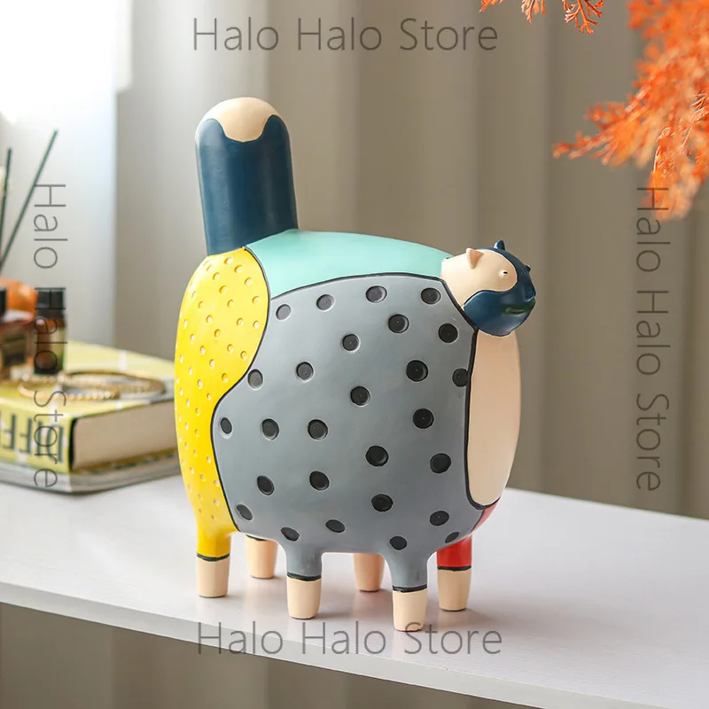 Modern Minimalist Abstract Color Polka Dot Cat Ornament Model Room Ornament Gift