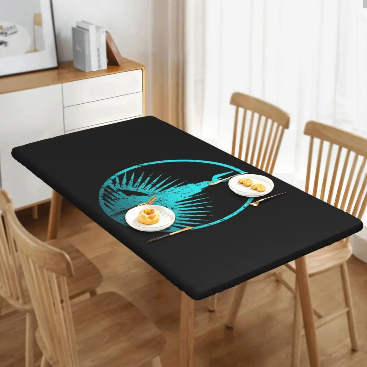 Nappe rectangulaire personnalisée Bioshock Rapture Teal Faded, housse de table imperméable pour décorations de fête et de festival