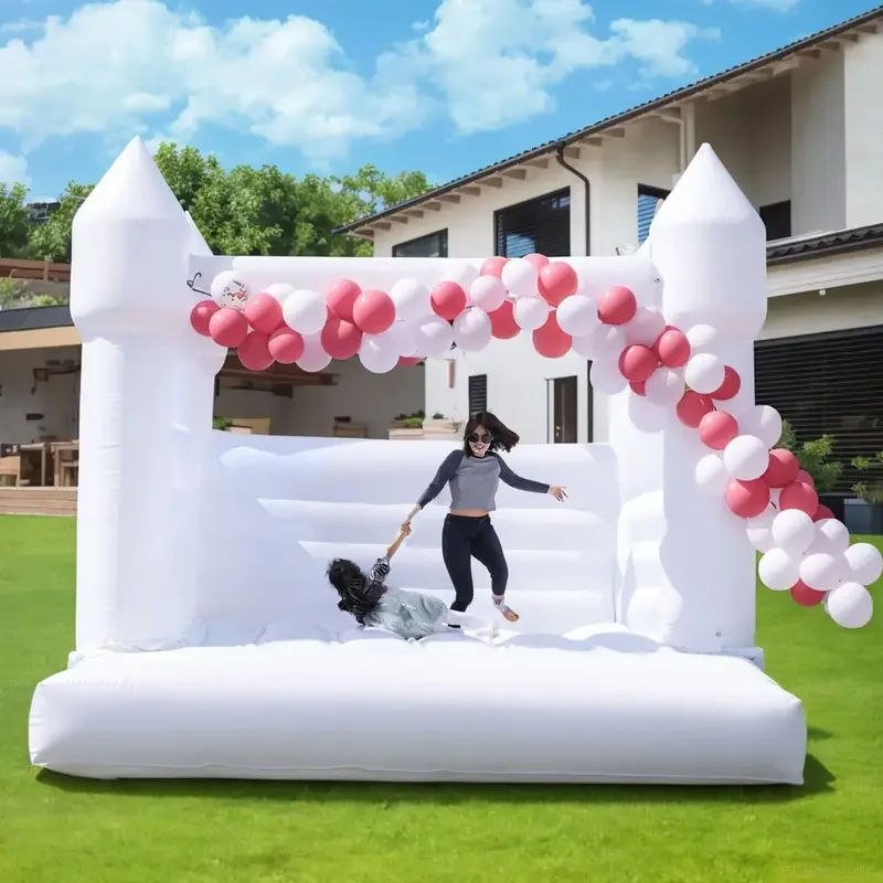 Commercial White BOUNCE House สําหรับผู้ใหญ่ PVC Inflatable บ้านตีกลับขนาดใหญ่สําหรับเด็ก Blower งานแต่งงานวันเกิดตกแต่ง