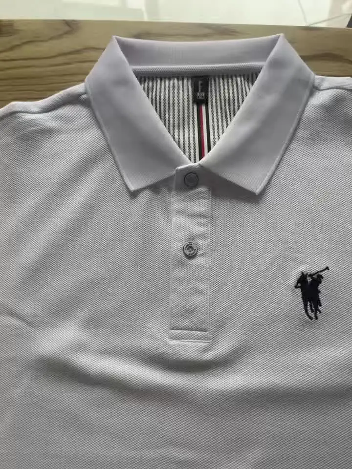 2025 Polo estiva in rilievo di marca di fascia alta 100% cotone T-shirt sportiva a maniche corte da uomo estiva alla moda per il tempo libero