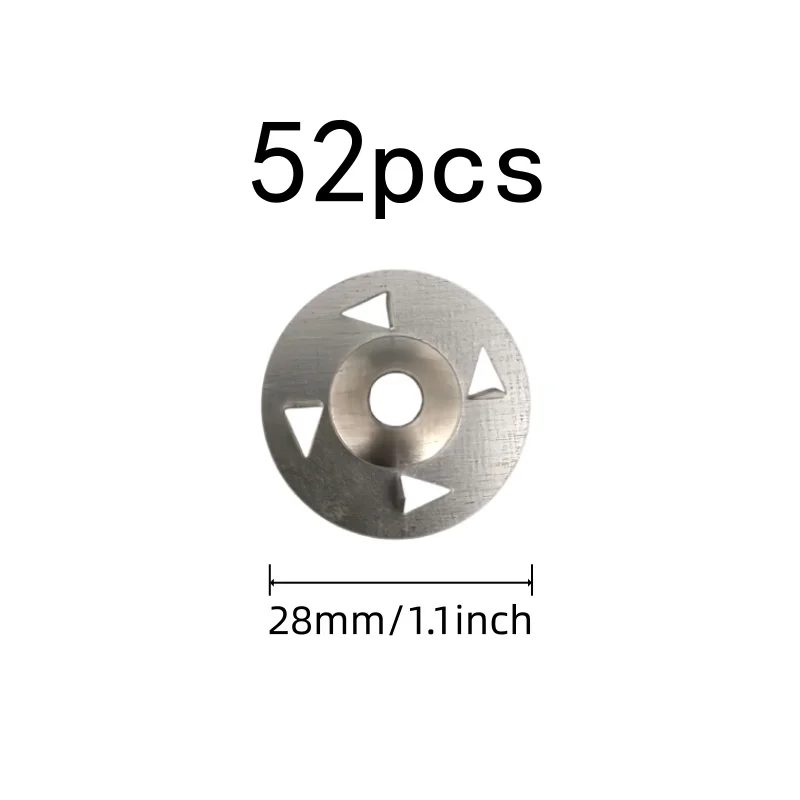 52 pcs Four Claw Anti-Slip Design 28mm Iron Tile Washers, great for Wall Construction, Flat Stable Base, Gypsum Board Fixing