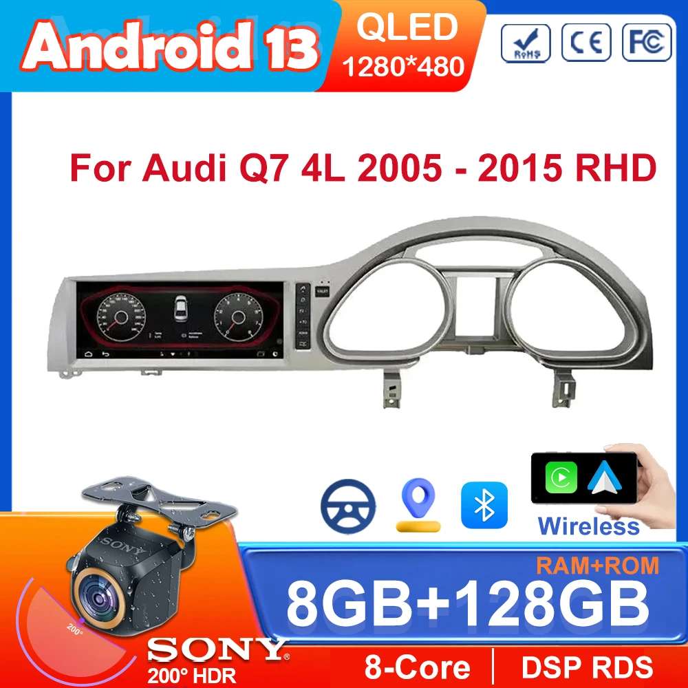 

10.25 Inch For Audi Q7 4L 2006~2015 RHD Android 13 IPS Touch Screen Car Accessories Multimedia Carplay Monitors Radio Player