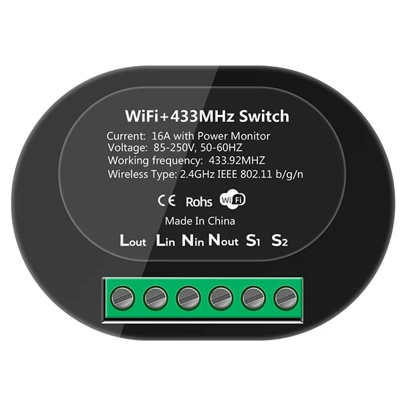 

RF433 Wi-Fi Smart Switch Tuya 16A Выключатель света Мини-реле домашнего выключателя с монитором мощности Smart Life APP Голос для Alexa