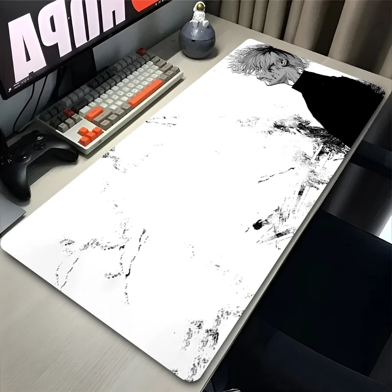 Mouse Pad Office PC Gaming Accessories Keyboard Rug Laptop Kaneki Ken Black And White Mousepad Japan Anime Tokyo Ghoul Desk Mat