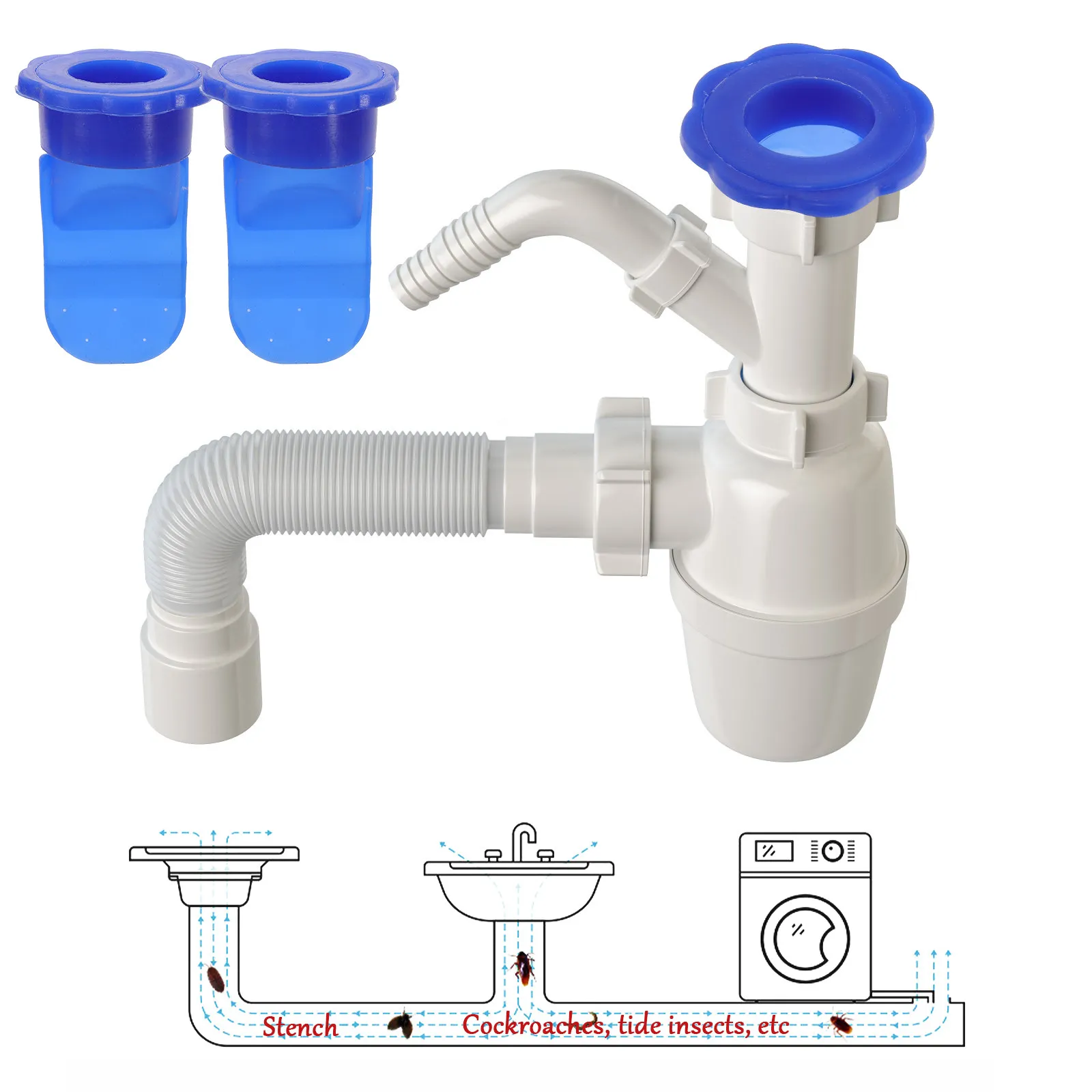 2Pcs Floor Drain Backflow Preventer Premium Silicone Odor Proof Shower Drain Core for Bathroom Kitchen Sink Sewer Deodorization