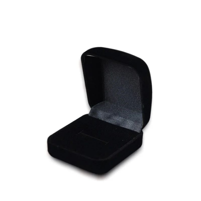 Grosir kotak Display perhiasan cincin beludru hitam pertunangan wadah lipat penyimpanan untuk cincin pernikahan Hari Valentine pengatur hadiah